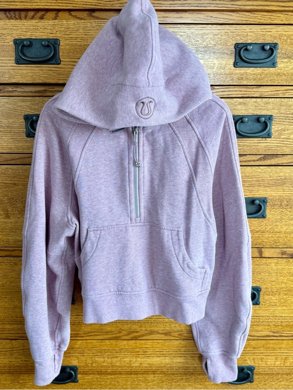 Lululemon Cropped Half-Zip Hoodie in Dusty Rose
